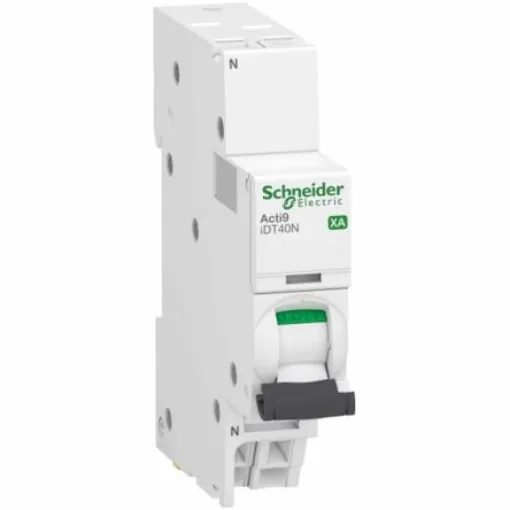 Schneider Electric Acti 9 Acti9 iDT40 XA MCB, 1P, 10A Curve C, 230V AC, 7.5 kA Breaking Capacity - A9PA4610 product image