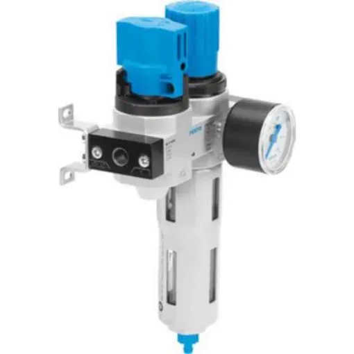 Festo G 1/4 FRL, Automatic Drain, 40µm Filtration Size - With Pressure Gauge - LFR-1/4-D-MINI-KC-A product image