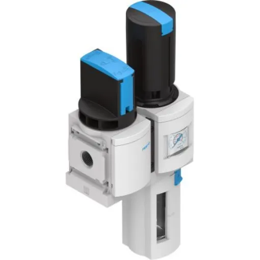 Festo G 1/2 FRL, Automatic Drain, 40µm Filtration Size - With Pressure Gauge - MSB6-1/2:C3J2-WP product image