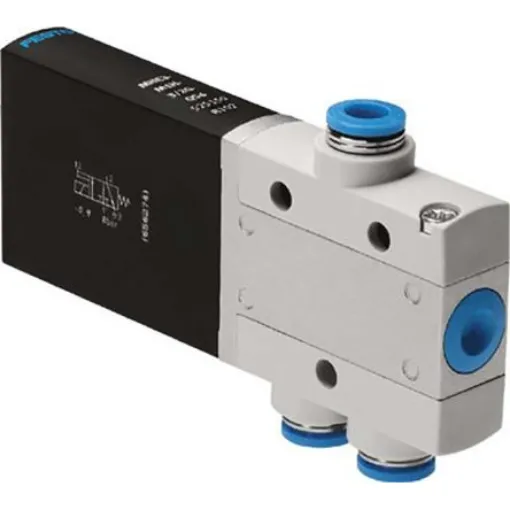 Festo 3/2 Closed, Monostable Pneumatic Solenoid/Pilot-Operated Control Valve - Electrical MHE3 Series, 525150 - MHE3-M1H-3/2G-QS-6 product image