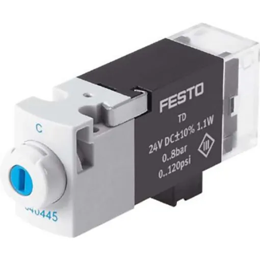 Festo 3/2 Closed, Monostable Pneumatic Solenoid/Pilot-Operated Control Valve - Electrical MHA1 Series, 540445 - MHA1-M1LH-3/2G-0,6-PI product image