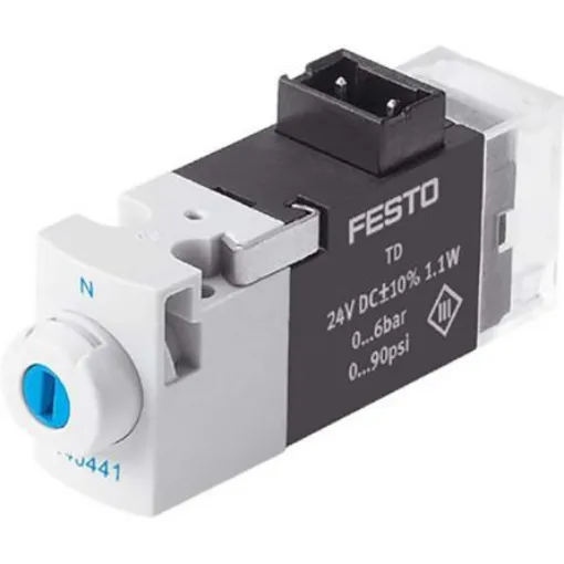 Festo 3/2 Closed, Monostable Pneumatic Solenoid/Pilot-Operated Control Valve - Electrical MHA1 Series, 540444 - MHA1-M1LH-3/2G-0,6-TC product image