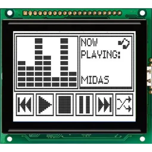 Midas MC128064D6W-FPTLW-V2 MC128064 Graphic LCD Display, Black on White, 128 by 64 Dots, Transflective product image