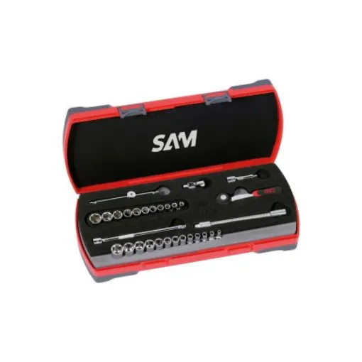 SAM 30-Piece Imperial, Metric 1/4 in Standard Socket Set with Ratchet, Hexagonal Socket Screws - 73-RPM30 product image