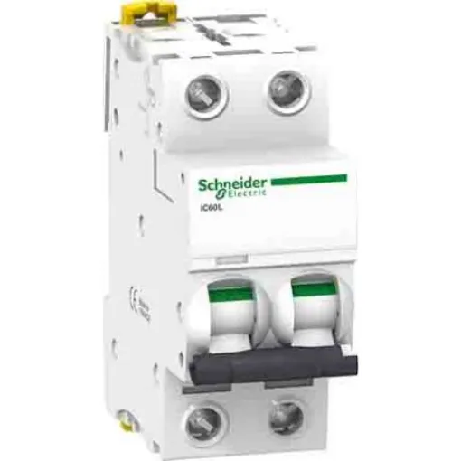 Schneider Electric Acti 9 A9F9 MCB, 2P, 40A, Type Z, 400V AC, 125V DC, 20 kA, 15 kA Breaking Capacity - A9F92240 product image