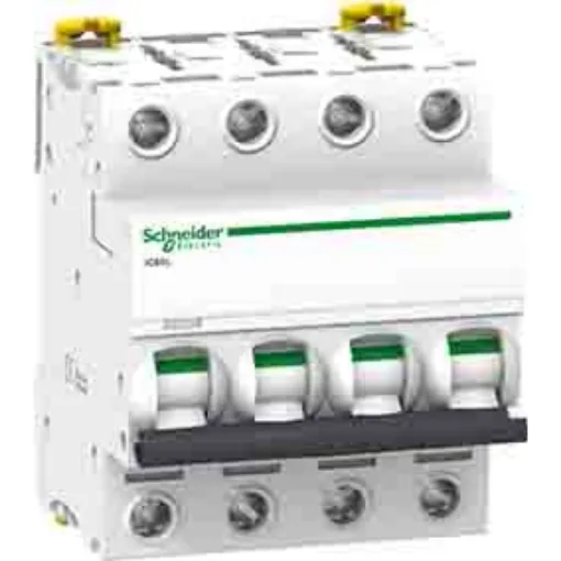 Schneider Electric Acti 9 A9F9 MCB, 4P, 10A Curve K, 400V AC, 250V DC, 20 kA, 15 kA Breaking Capacity - A9F95410 product image