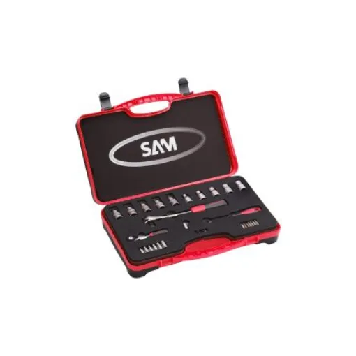 SAM 30-Piece Imperial 1/4 and 1/2 in Standard Socket Set with Ratchet, Torx Bit - 75-SR31B product image