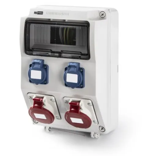 RS PRO IP44 Grey 2P + E, 3P + E Industrial Power Socket, Rated At 16A, 400 V - 2144283 product image