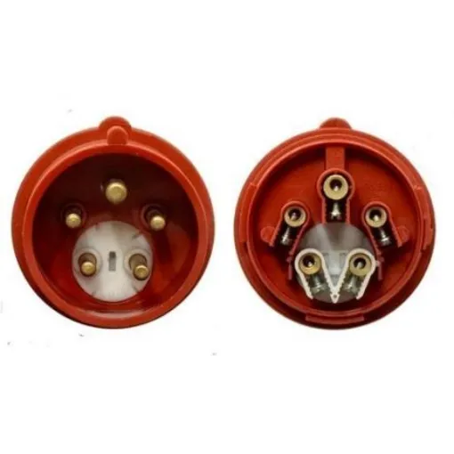 RS PRO IP44 Red Cable Mount 3P + N + E Industrial Power Plug, Rated At 32A, 400 V - 2144289 product image