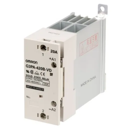 Omron G3PA Series Solid State Relay, 20 A Load, DIN Rail Mount, 528 V Load, 200 V ac Control - G3PA-420B-VD-2 DC12-24 product image