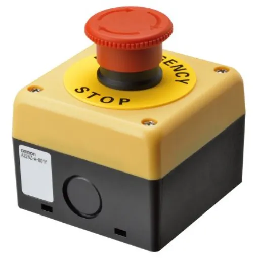 Omron Push Button Control Station - 1NC, Red, Emergency Stop, IP65 - A22NE-M-P002-N-B product image