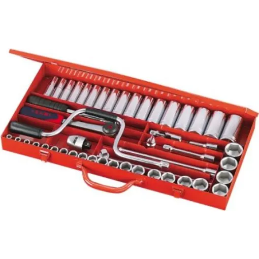 SAM 49-Piece Metric 1/2 in Deep Socket/Standard Socket Set with Ratchet, 6 point; 12 point - 75-SH49A product image