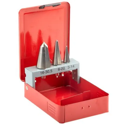 RS PRO 3-Piece Cone Cutter Set for Metal, 30mm Max, 3mm Min, HSS Bits - 221557 product image