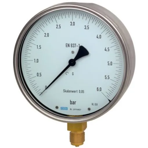 WIKA G 1/2 Analogue Pressure Gauge 0bar Bottom Entry 160mm Outside Diameter - 9062394 product image