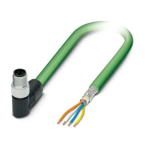 Phoenix Contact, 1m Cat5, Green M8 to Male Unterminated Shielded, Terminated PUR Sheath - 1080526 product image