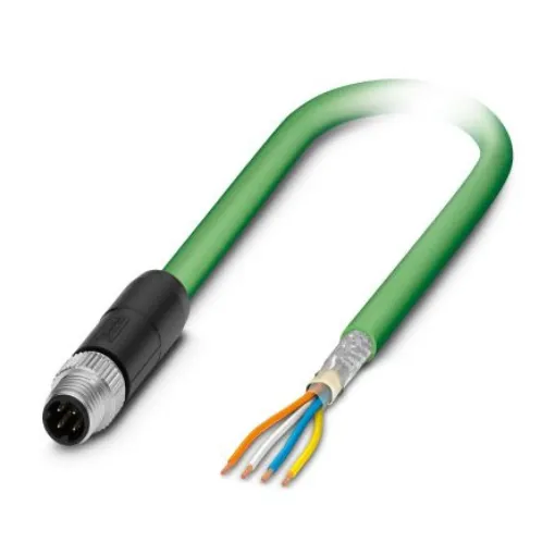 Phoenix Contact, 1m Cat5, Green M8 to Male Unterminated Shielded, Terminated PUR Sheath - 1423703 product image