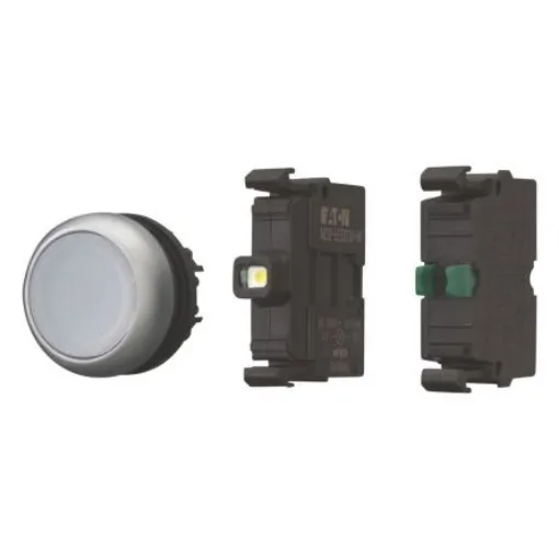 Eaton M22 Series Illuminated Push Button, Momentary, 50mm Cutout, White LED, IP67 - 110931 M22-DL-W-K10LED-BVP product image
