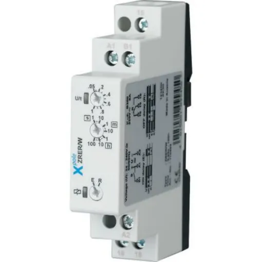 Eaton ZRER Series DIN Rail Mount Timer Relay, 24 - 240V ac/dc, 1-Contact, 0.05 - 360000s, 2-Function, SPDT - 110405 ZRER/W product image