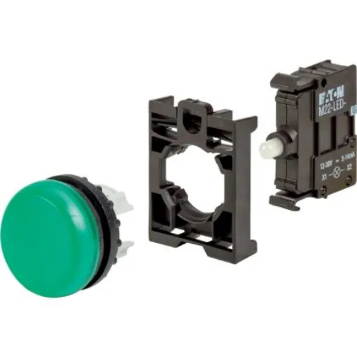 Eaton, Green LED Indicator, 22.5mm Cutout, IP67, IP69K, Round - 110927 M22-L-G-LED-BVP product image