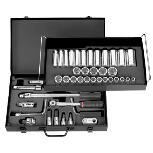 Facom 44-Piece Imperial 1/2 in Deep Socket/Standard Socket/Bit Set with Ratchet, 12 point - S.450UP product image
