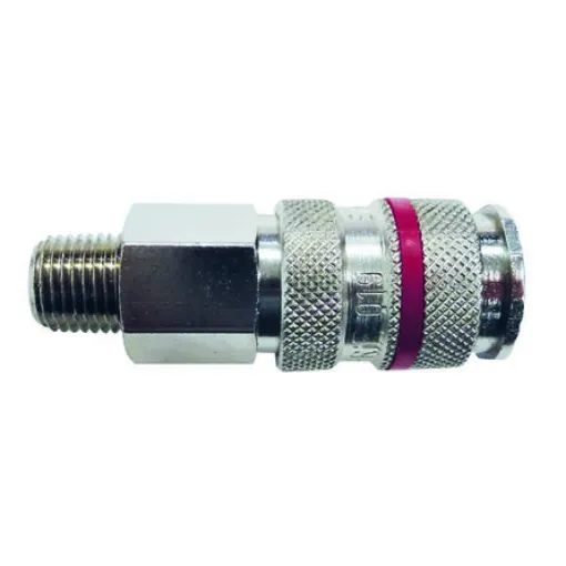 RS PRO Nickel Plated Steel Male Pneumatic Quick Connect Coupling, BSPT 1/4 in Male Threaded - 2351078 product image