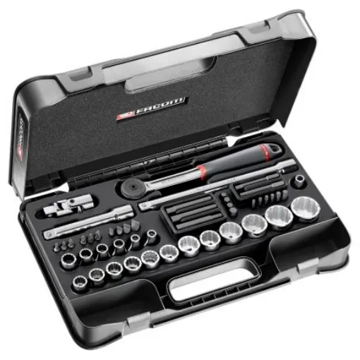 Facom 48-Piece Metric 1/2 in Standard Socket/Bit Set with Ratchet, 12 point - S.850 product image