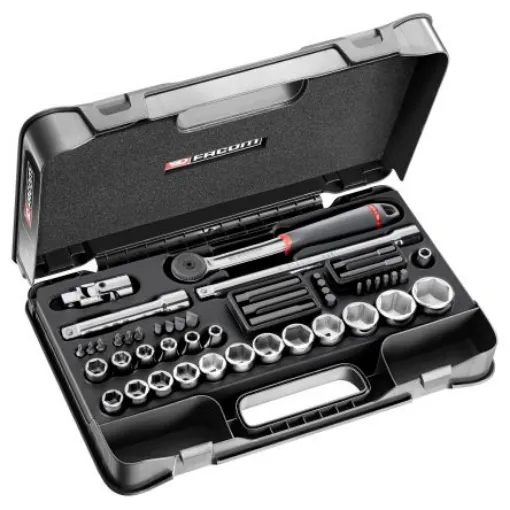 Facom 48-Piece Metric 1/2 in Standard Socket/Bit Set with Ratchet, 6 point - S.851 product image