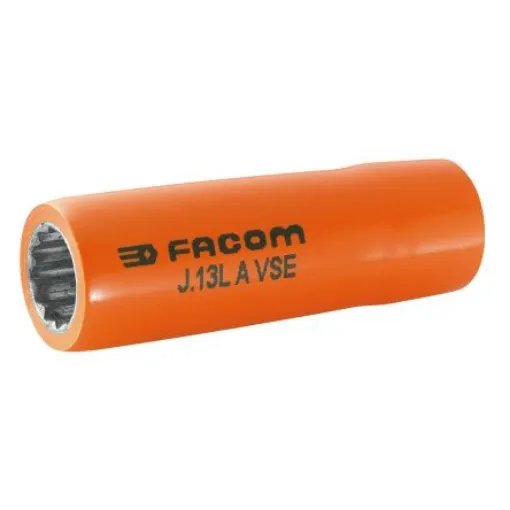 Facom 3/8 in Drive 16mm Insulated Long Socket, 12 point, VDE/1000V, 69 mm Overall Length - J.16LAVSE product image