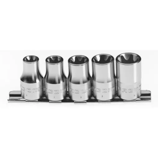 Facom 5-Piece Metric 3/8 in Standard Socket Set, Torx - JTX.40 product image