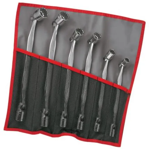 Facom 66A.JE6T 8 x 9 - 10 x 11 - 12 x 13 - 14 x 15 - 16 x 18 - 17 x 19 mm Hex Socket Wrench with Hinged Handle, 360 mm product image