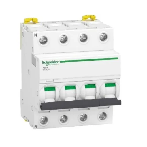 Schneider Electric Acti 9 Acti9 iDT40H MCB, 3+N, 40A Curve C, 400V AC - A9P26440 product image