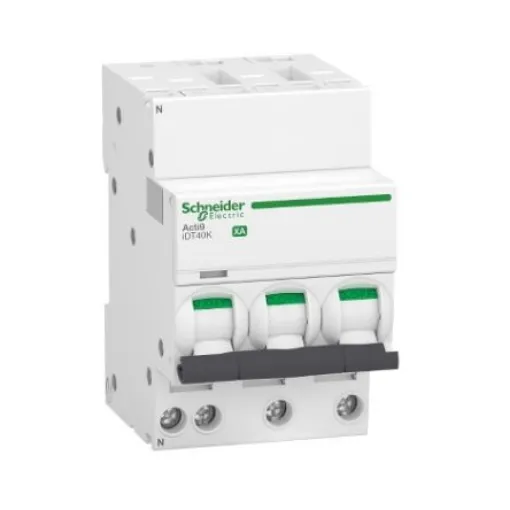 Schneider Electric Acti 9 Acti9 iDT40K XA MCB, 3+N, 40A Curve C, 230V AC - A9PK1740 product image