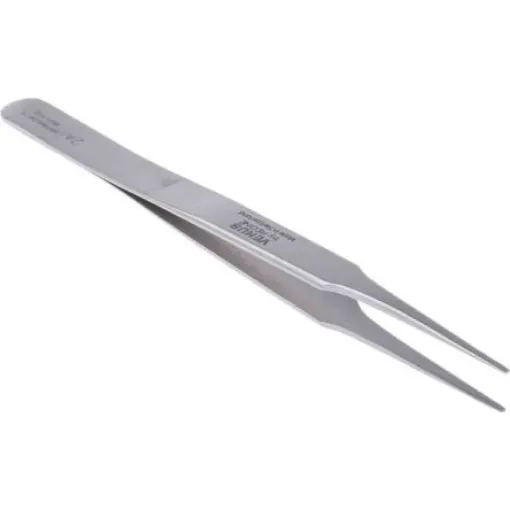 RS PRO 120 mm, Stainless Steel, Flat; Rounded, Tweezers - 2386255 product image
