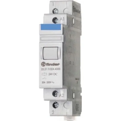 Finder DIN Rail Non-Latching Relay, 12V dc Coil, 20A Switching Current, SPST - 222190124000 product image