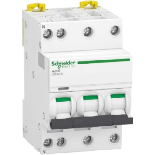 Schneider Electric Acti 9 Acti9 iDT40K MCB, 3P, 32A Curve C, 400V AC - A9P71732 product image