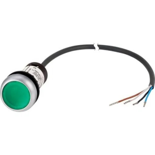 Eaton Series C22 Series Illuminated Illuminated Push Button Switch, Maintained, Threaded, 22.5mm Cutout, 1NO, Green - 185590 C22-DRL-G-K10-24-P62 product image