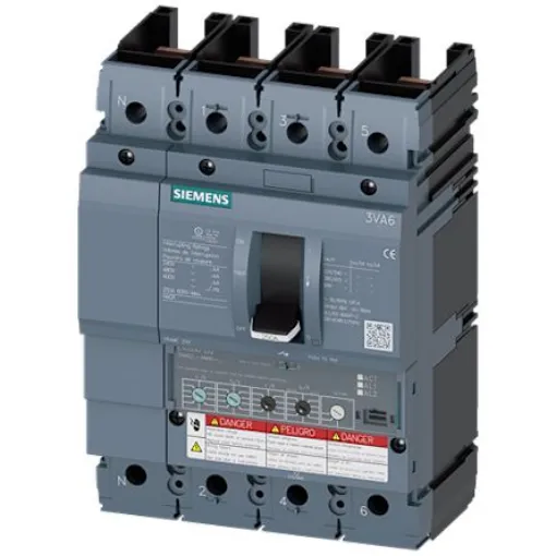 Siemens, Sentron MCCB Molded Case Circuit Breaker 4P 250A, Breaking Capacity 3 kA - 3VA6225-5HM41-0AA0 product image
