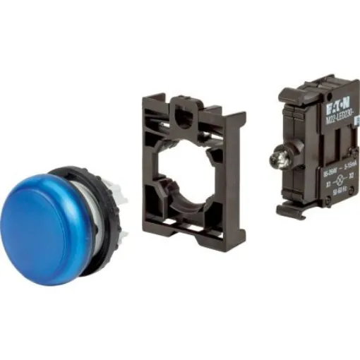 Eaton, Blue LED Indicator, 22.5mm Cutout, IP67, IP69K, Round, 230V ac - 132611 M22-L-B-LED230-BVP product image
