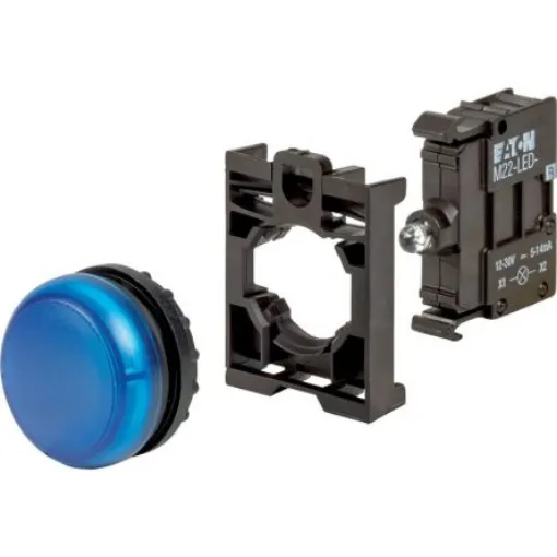 Eaton, Blue LED Indicator, 22.5mm Cutout, IP67, IP69K, Round - 132610 M22-L-B-LED-BVP product image