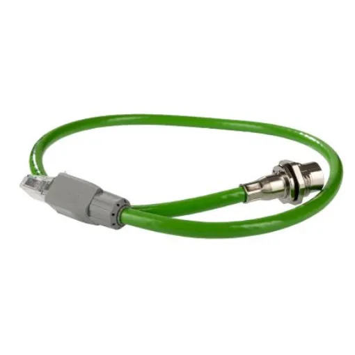 Phoenix Contact, 0.5m Cat5e, Green M12 to Female RJ45, Aluminium Foil, Tinned Copper Braid Shielded, Terminated PVC - 1404367 product image
