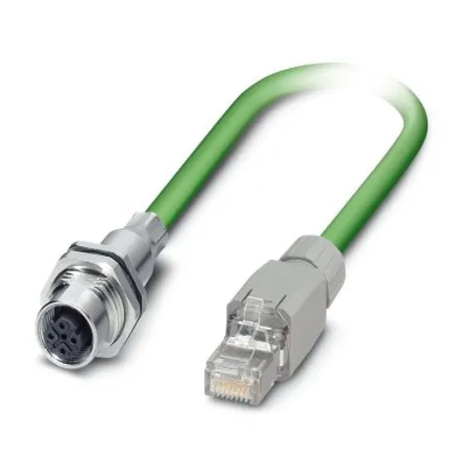Phoenix Contact, 1m Cat5e, Green M12 to Female RJ45, Aluminium Foil, Tinned Copper Braid Shielded, Terminated - 1404368 product image