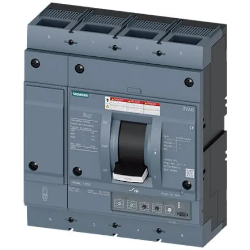 Siemens, Sentron MCCB Molded Case Circuit Breaker 4P 1kA, Breaking Capacity 35 kA - 3VA6610-6HM42-0AA0 product image