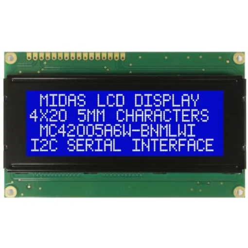 Midas MC42005A6W-BNMLWI-V2 Alphanumeric LCD Alphanumeric Display, 4 Rows by 20 Characters product image