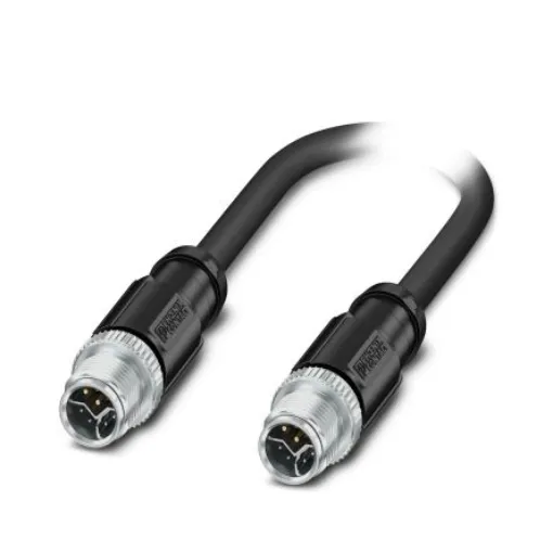 Phoenix Contact, 2m Cat5, Black M12 to Male M12 Male, Tinned Copper Braid Shielded, Terminated - 1274101 product image