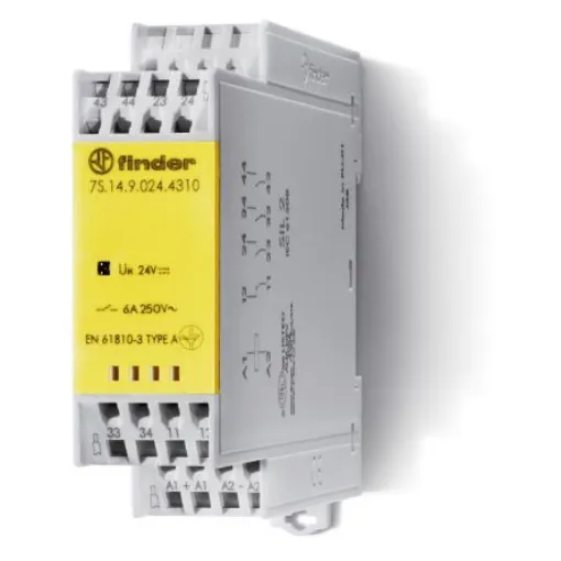 Finder Force Guided Relay, 24V dc Coil Voltage, 4 Pole, DPDT - 7S.14.9.024.4220 product image