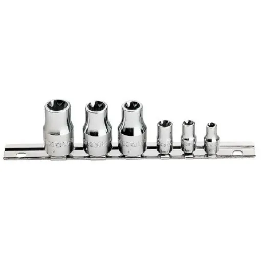 Facom 6-Piece Metric 1/2", 1/4" Standard Socket Set, Torx - RSX.J6 product image