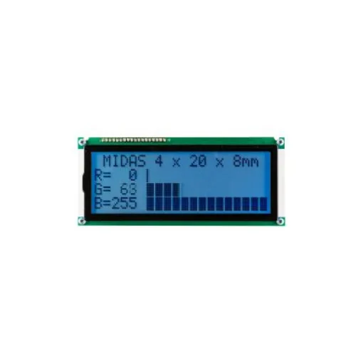 Midas MD42008A6W-FPTLRGB LCD LCD Display, 4 Rows by 20 Characters product image