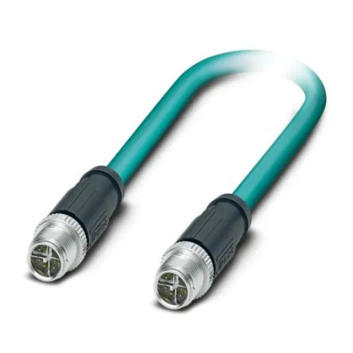 Phoenix Contact, 1m Cat6a, Blue M12 to Male M12 Male, Aluminium Foil, Aluminium Wire Braid Shielded, Terminated - 1407483 product image