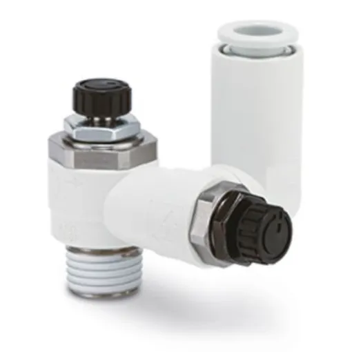 SMC ASD-FM Series Threaded Flow Regulator, R 1/8 Inlet Port, 1/4in Tube Inlet Port x R 1/8 Outlet Port x 6mm Tube - ASD330FM-01-06S product image