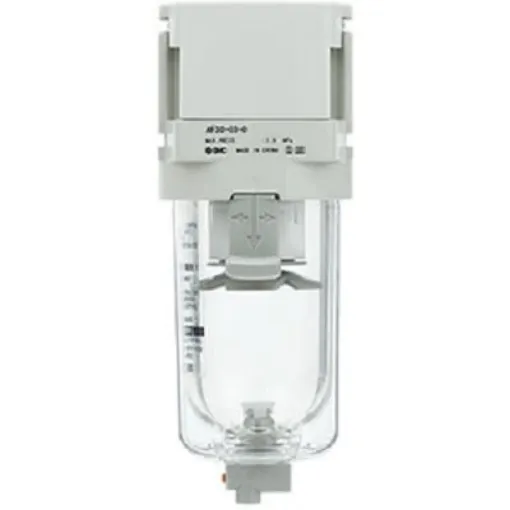 SMC AF20-D series 5µm G 1/4 0.1MPa to 10 bar Pneumatic Filter 6000L/min max - AF20-F02-D product image